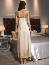 Load image into Gallery viewer, Contrast Lace Trim Spaghetti Strap Split Night Gown
