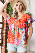 Load image into Gallery viewer, Floral V-Neck Short Sleeve Blouse
