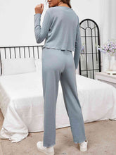 Load image into Gallery viewer, Button Front Long Sleeve Top and Pants Lounge Set
