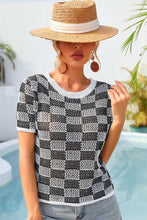 Load image into Gallery viewer, Checkered Short Sleeve Knit Top
