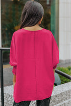 Load image into Gallery viewer, Round Neck Dolman Sleeve Textured Blouse
