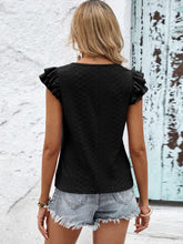 Load image into Gallery viewer, Contrast V-Neck Eyelet Top
