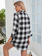 Load image into Gallery viewer, Plaid Lapel Collar Shirt Dress
