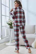 Load image into Gallery viewer, Plaid Button Front Top and Pants Lounge Set
