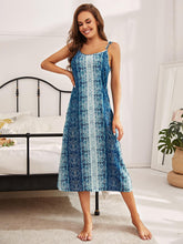 Load image into Gallery viewer, Printed Tie Shoulder Midi Night Dress
