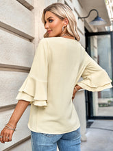 Load image into Gallery viewer, Layered Flare Sleeve Textured V-Neck Blouse
